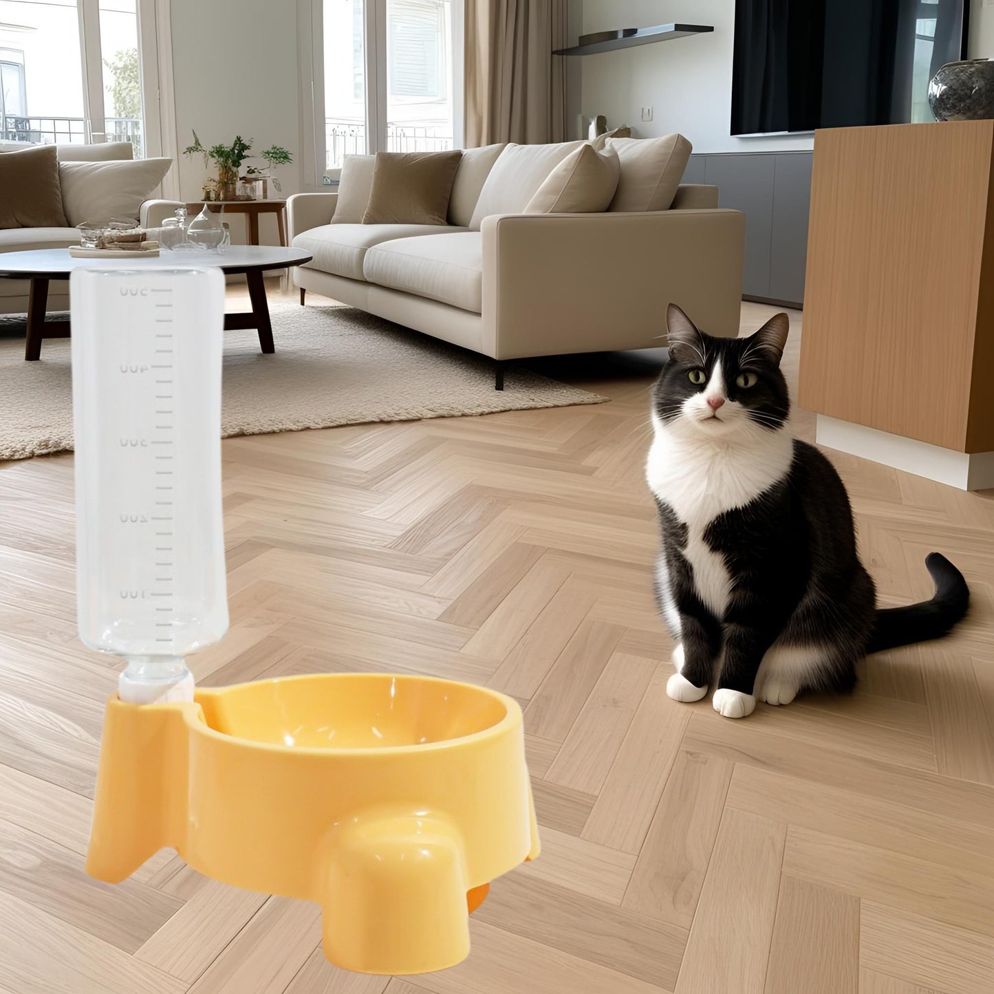 distributeur-eau-chat-jaune