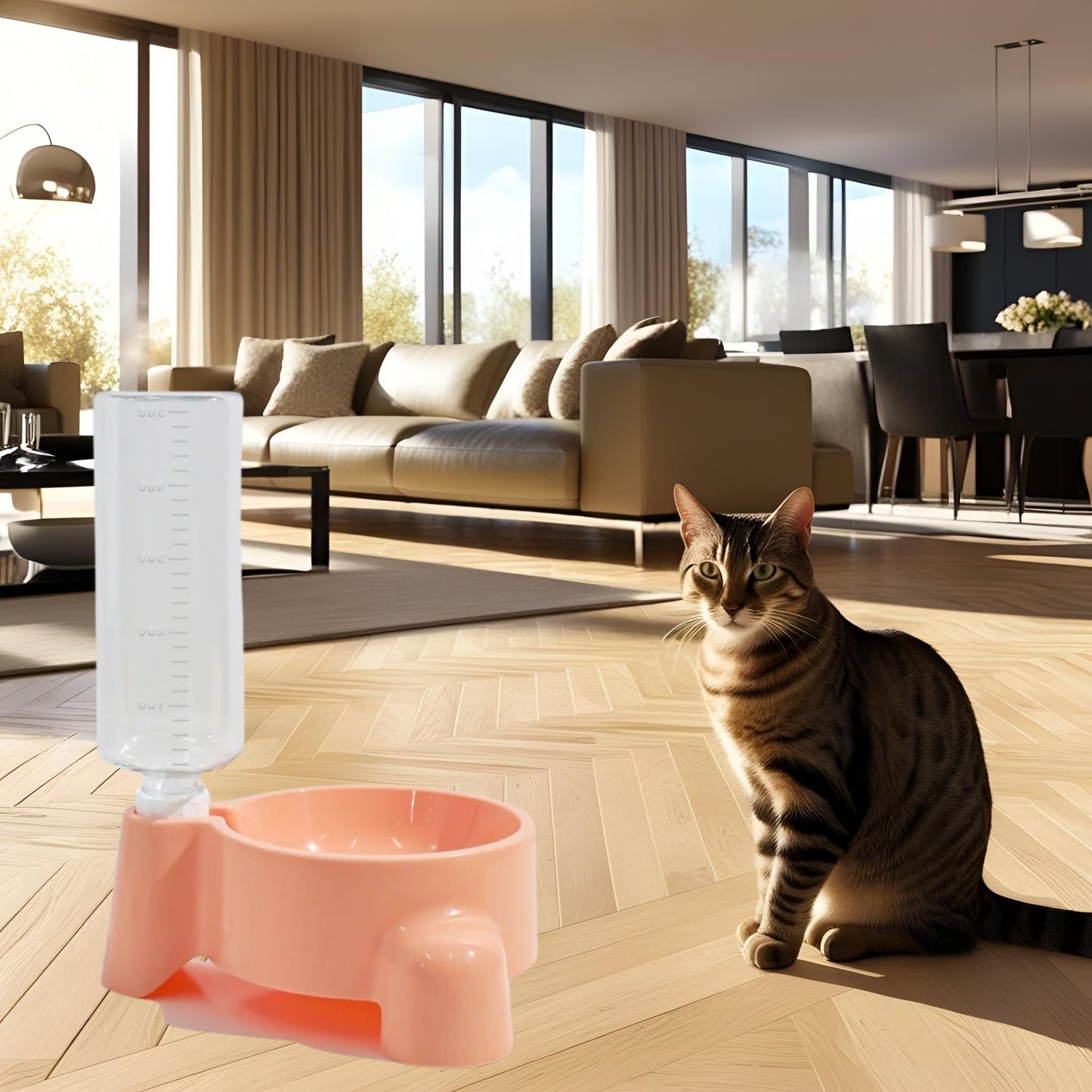 distributeur-eau-chat-rose