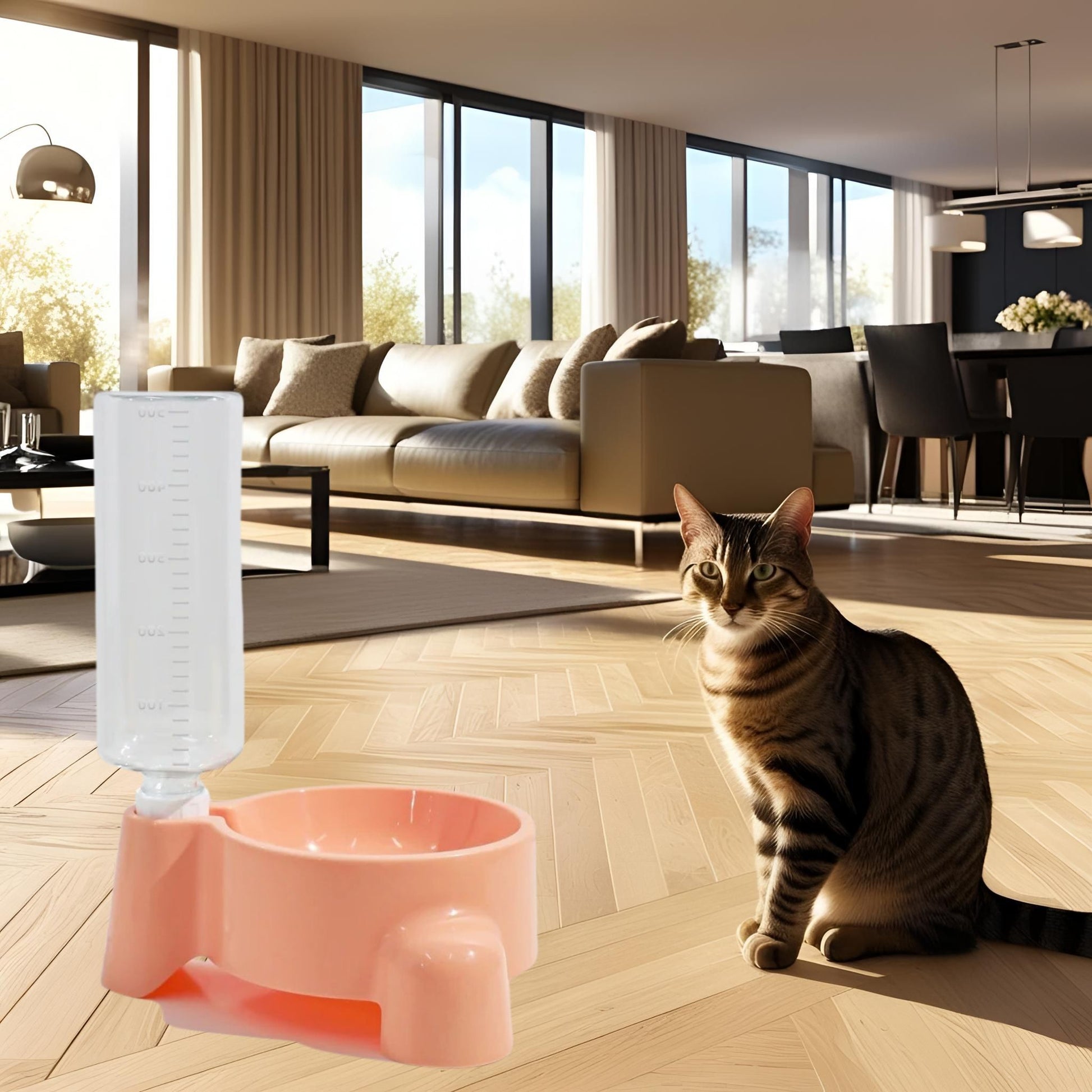 distributeur-eau-chat-rose