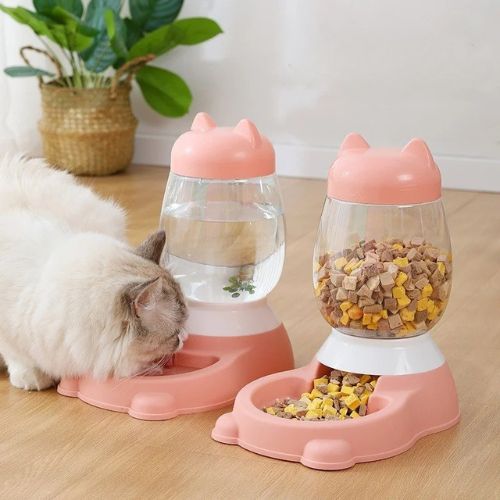 distributeur eau et croquettes pour chat oreilles - Happy minet