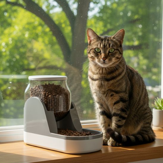 distributeur nourriture croquettes gris