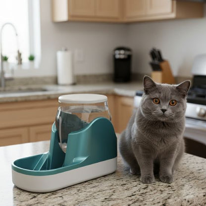 distributeur nourriture eau bleu