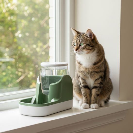 distributeur nourriture eau vert