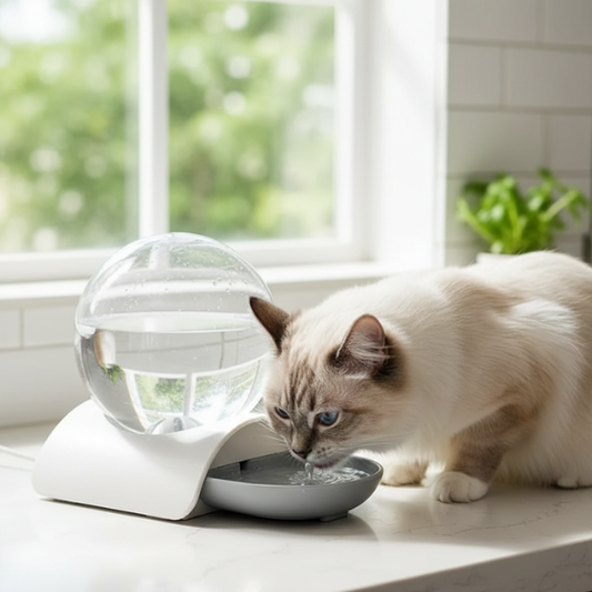 fontaine-à-chat-blanc-gris