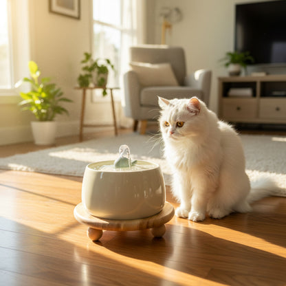 fontaine a eau ceramique chat  élégance