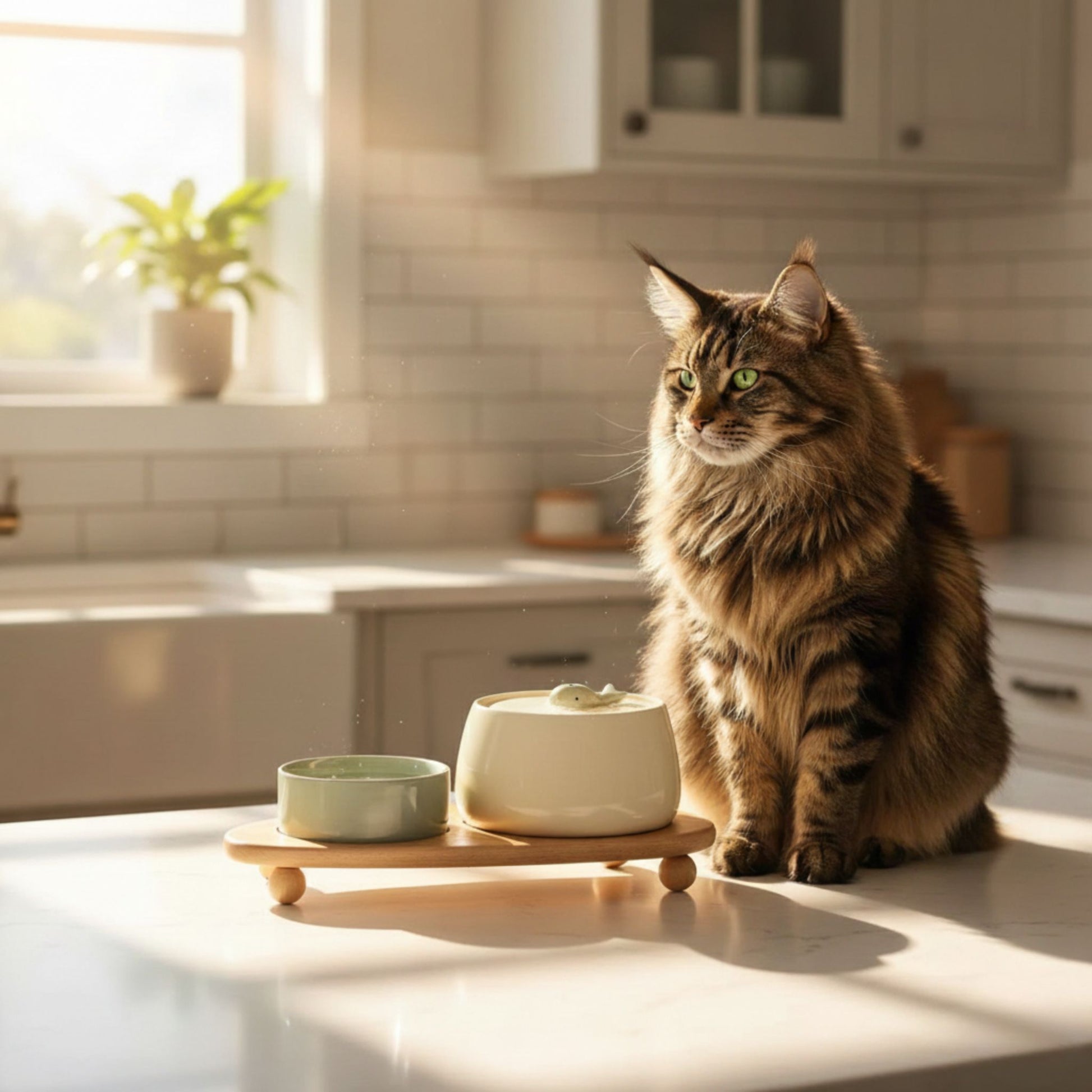 fontaine a eau ceramique chat ensemble