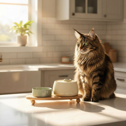 fontaine a eau ceramique chat ensemble