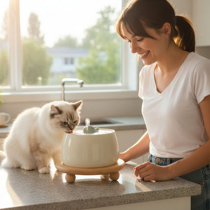 fontaine a eau ceramique chat pureté