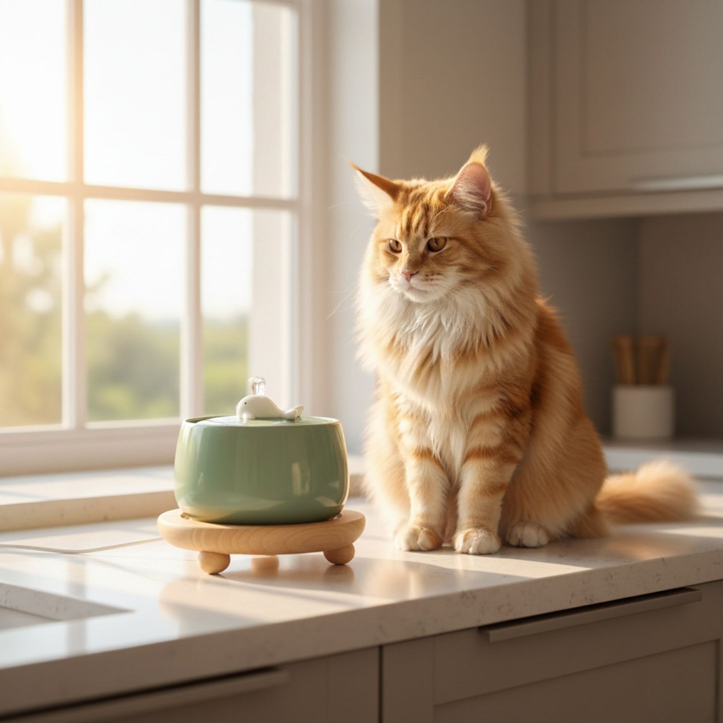 fontaine a eau ceramique chat 