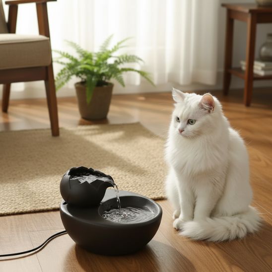 fontaine-à-eau-chat-céramique-ambiance