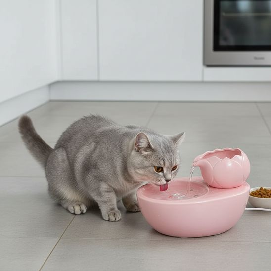 fontaine-à-eau-chat-céramique-rose-zen