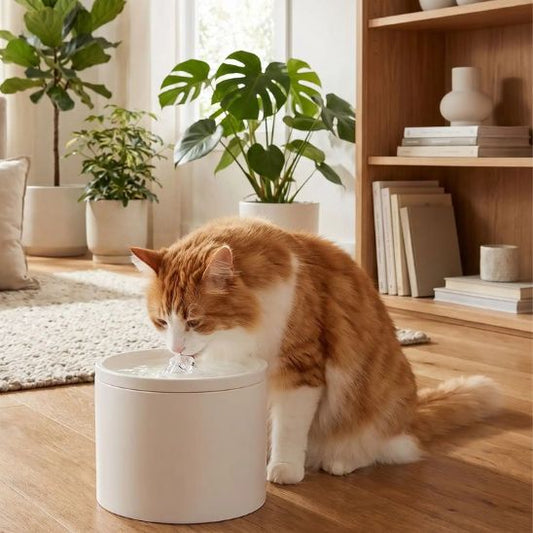 fontaine a eau chat ceramique  solide
