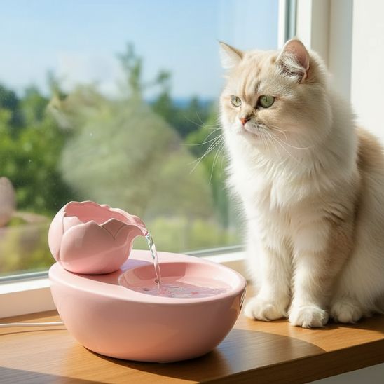 fontaine-à-eau-chat-céramique-zen-rose
