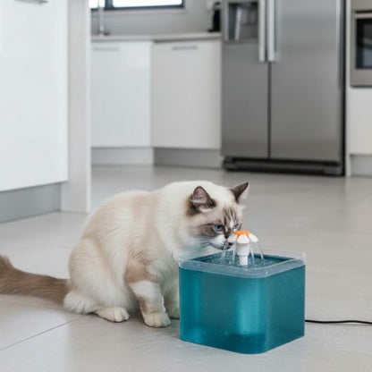 fontaine-a-eau-chat-fleur-design-vert