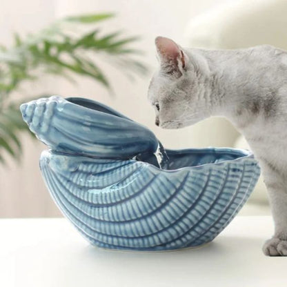 fontaine-a-eau-pour-chat-ceramique-coquillage-bleu