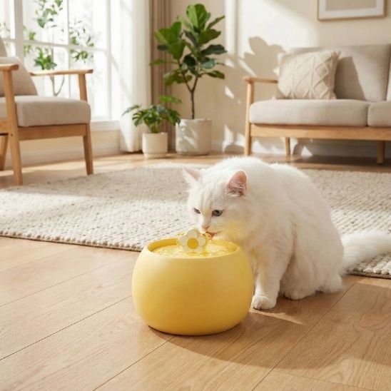 fontaine a eau pour chat ceramique fleur zen