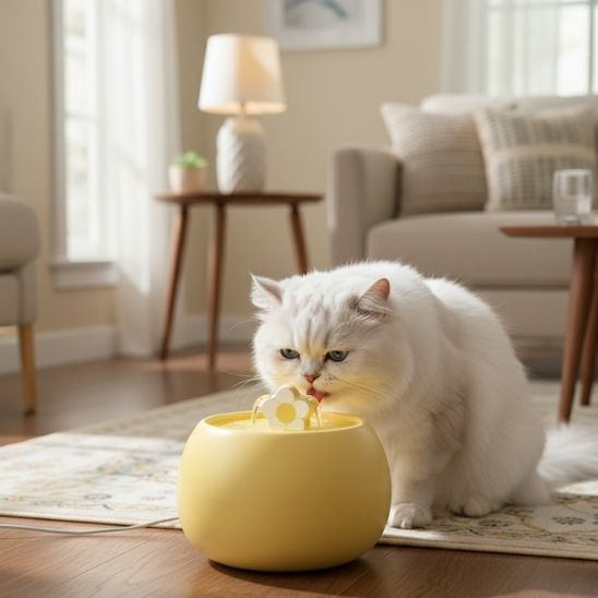 fontaine a eau pour chat ceramique jaune céramique