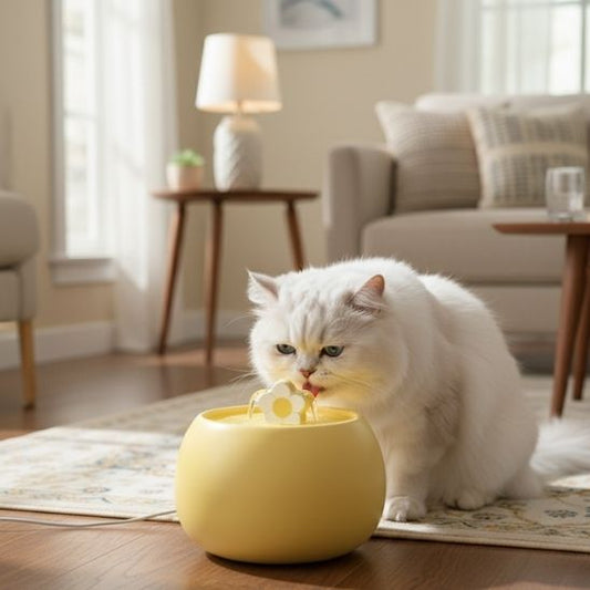 fontaine a eau pour chat ceramique jaune céramique