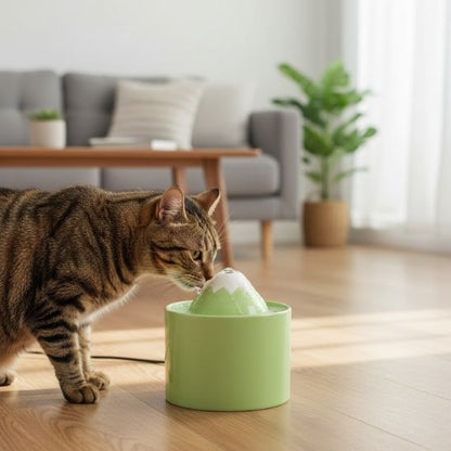 fontaine a eau pour chat ceramique verte