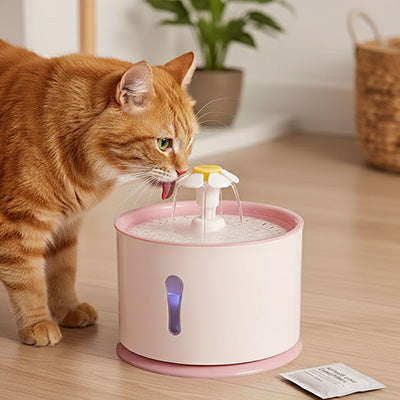 fontaine-à-eau-pour-chat-rose-féline