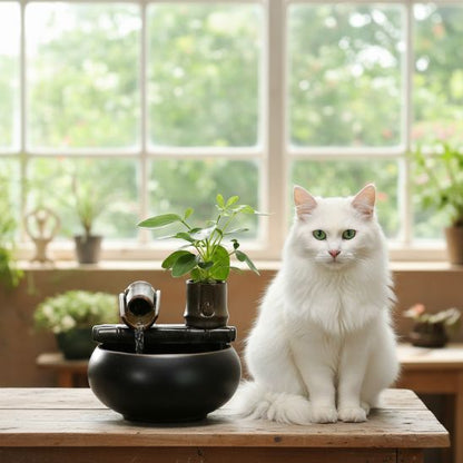 fontaine-ceramique-chat-cascade