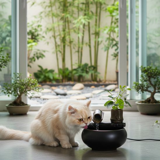 fontaine-ceramique-chat-décorative