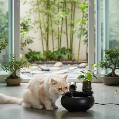 fontaine-ceramique-chat-décorative