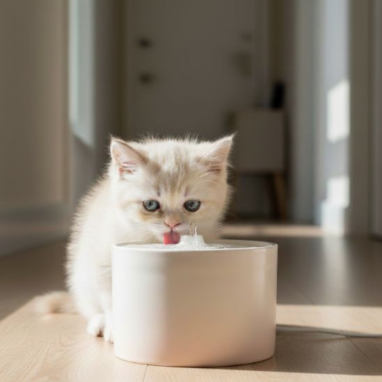 fontaine-ceramique-chat-rose