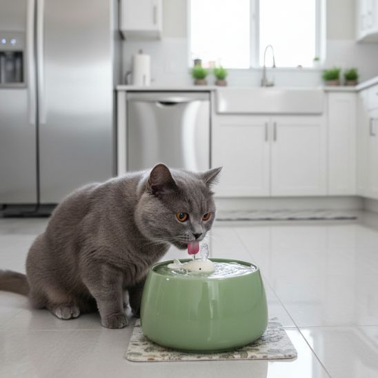 FONTAINE EAU CHAT CERAMIQUE |  CéraSource