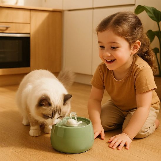 fontaine-eau-chat-ceramique-originale