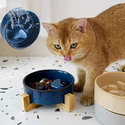 gamelle anti-glouton chat bleu foncé