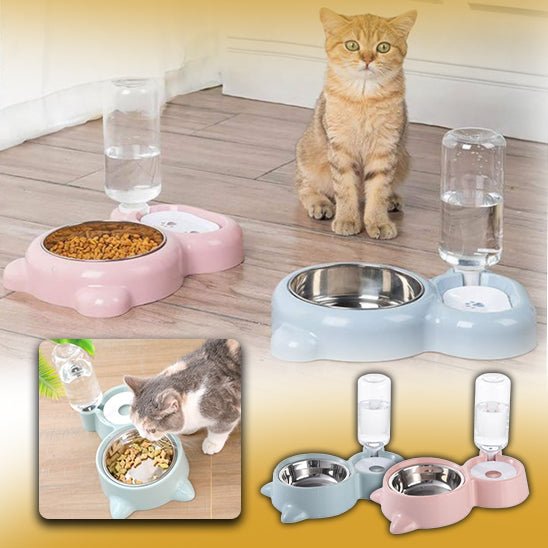 Gamelle-chat-2 en 1 | Distri cool ™ - Happy minet