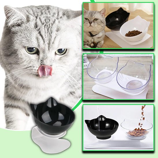 gamelle-chat-double-bols | RAISED BOWL ™ - Happy minet