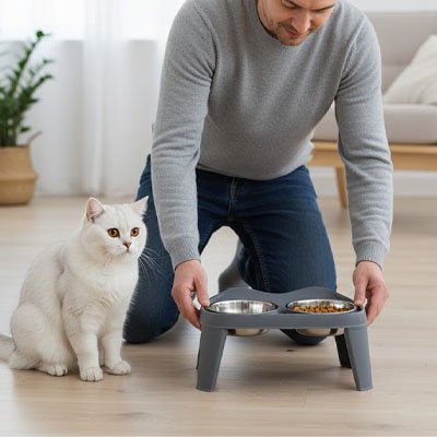 gamelle haute pour chat moderne