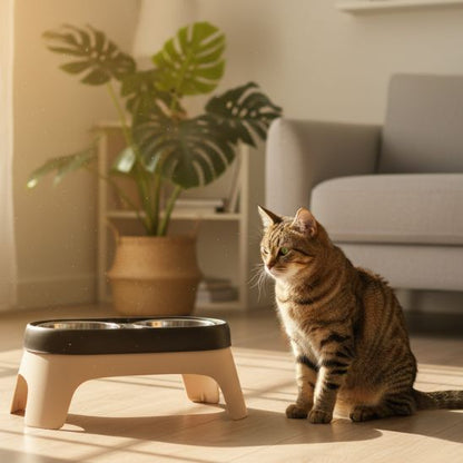 gamelle surelevee chat beige sable