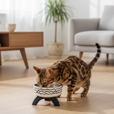 Gamelle surélevée chat design