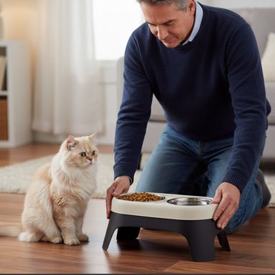 Gamelle surelevee chat design