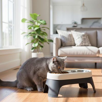 Gamelle surelevee chat noir