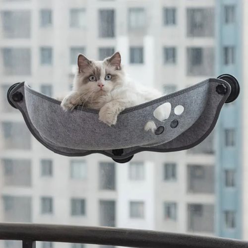 hamac chat fenetre gris - Happy minet
