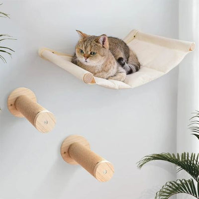 hamac chat mural bois - Happy minet
