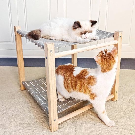 hamac pour chat brun double