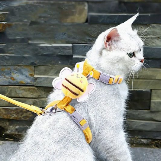 harnais-pour-chat-jaune-abeille-stylé