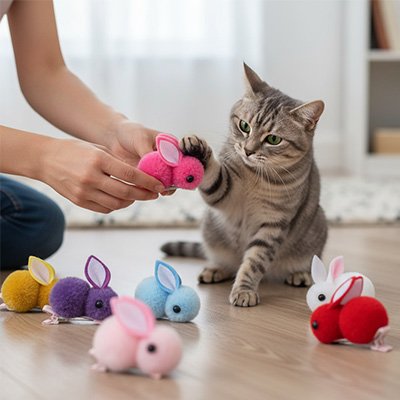 Jouets pour les chats dix lapins