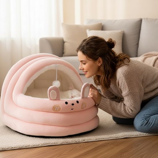 lit-pour-chat-berceau-rose