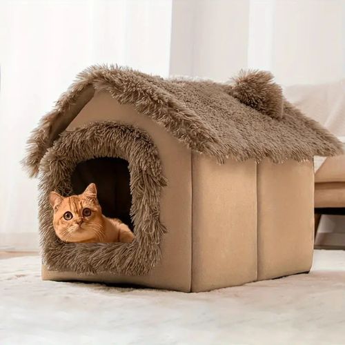 maison pour chat brune chaude