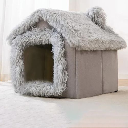 maison pour chat douce grise
