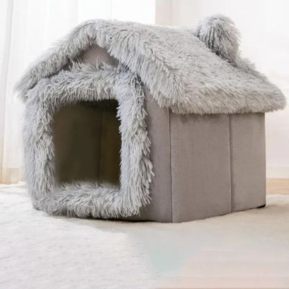 maison pour chat douce grise