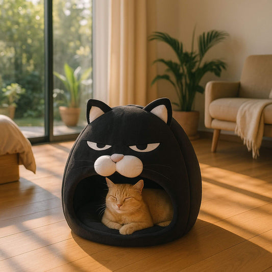 niche-chat-noir-confortable