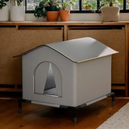 niche exterieur pour chat grise claire