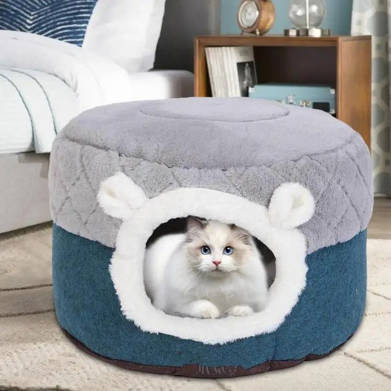 niche-pour-chat-confortable-gris-vert